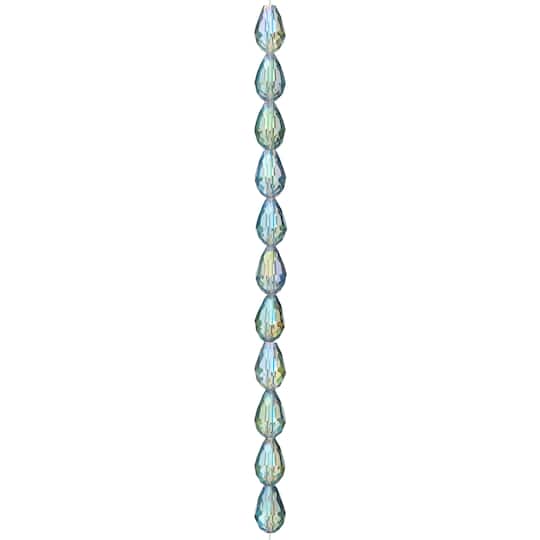 12 Pack: Iridescent Green Glass Teardrop Beads, 12mm by Bead Landing™